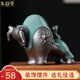 東韻堂牛擺件陶瓷辦公室桌面茶臺茶盤(pán)茶寵裝飾品送老公生日禮物男生手辦 勢不可擋-哥窯【小號】