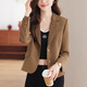 YINGBANI小西裝外套女2025秋季冬季短款高級感小個(gè)子韓版百搭休閑西服上衣 單件咖色西裝 S （建議80-89斤）