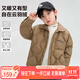 左西男童輕薄羽絨服襯衫三防秋冬款2025新款男冬裝兒童外套 咖啡色160