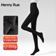 Henny Rue打底褲襪女秋冬加絨加厚含羊毛深灰連褲襪高腰豎條紋高彈不掉檔 羊毛混紡款350g加厚絨-深邃黑 均碼 （建議150-175cm，體重40-70kg）