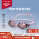 速比濤（Speedo）泳鏡V速3代智感貼合防霧防曬雙鏡帶專業(yè)競速女士鍍膜泳鏡 粉/紫