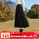 百圖betu女裝冬季新款半身裙松緊腰愛心絲絨壓花裙子女2411D05 黑色 M