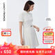 朗姿【尖貨補單】黑白色顯瘦輕禮服襯衫連衣裙女夏新款復古小黑裙裙子 白色 M 160/80A