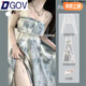 DGOV溫柔風(fēng)水墨暈染裹胸裙套裝女夏季薄款防曬開衫茶歇法式吊帶連衣裙 開衫+吊帶裙 套裝 S 建議75-95斤