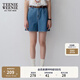 Teenie Weenie小熊牛仔短褲女夏季韓版簡(jiǎn)約休閑松緊高腰時(shí)尚牛仔褲女 深藍色 M (165)