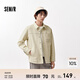 森馬外套男襯衫式翻領(lǐng)上衣春季基礎彈力針織便服時(shí)尚撞色印花 貝殼卡50242 S