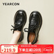 意爾康厚底小皮鞋女英倫風(fēng)系帶單鞋平底樂福鞋 26201W 黑色 37