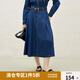 獨(dú)束大碼女裝胖mm顯瘦復(fù)古牛仔套裝2025春裝氣質(zhì)別致上衣高腰半裙 牛仔藍(lán)（半裙） XL (尺碼：3)