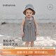 babylove女寶寶連衣裙夏季薄款吊帶裙嬰幼兒法式公主裙洋氣甜美格子裙 維希風(fēng)尚 90