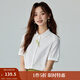 茵曼（INMAN）田園文藝繡花短袖白襯衫女2024夏季氣質(zhì)百搭娃娃領(lǐng)襯衣上衣 月牙白 M