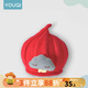 優(yōu)奇嬰兒帽子秋冬款男寶寶女可愛(ài)超萌毛絨帽網(wǎng)紅加厚保暖嬰幼兒冬季天 紅色【暖絨絨】  均碼【適合6個(gè)月-3歲】