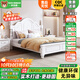 本色熊 兒童床 實(shí)木床男孩女孩公主床美式地中海小學(xué)生青少年小孩單人床 實(shí)木單床（純白款）40CM高 1.5米*2.0米