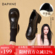 達(dá)芙妮（DAPHNE）厚底小皮鞋女百搭英倫正裝鞋2024夏季新款復(fù)古系帶樂福鞋 黑色跟高5.3cm 36 (230mm) 標(biāo)準(zhǔn)碼
