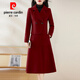 皮爾卡丹毛呢兩件式洋裝女2025秋冬裝新款媽媽洋派減齡小香風(fēng)外套裝裙子針 紅色 L 【110-125斤】