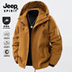 JEEP SPIRIT吉普沖鋒外套男士春秋季新款潮牌男裝夾克多口袋寬松百搭工裝上衣 焦糖色 2XL