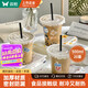 雙槍（Suncha）一次性奶茶杯咖啡杯帶蓋網(wǎng)紅冷飲杯透明家用商用塑料杯500ML*20套