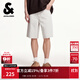 杰克·瓊斯（JACK&JONES）男裝皮標logo舒適百搭潮流時(shí)尚簡(jiǎn)約風(fēng)個(gè)性白色牛仔短褲225243022 A05乳白色 M (175)