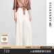歌力思（ELLASSAY）【安心品質(zhì)】2025春夏新款簡(jiǎn)約多色捏褶顯瘦直筒闊腿休閑褲女 香檳杏 XS