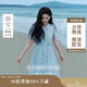 茵曼（INMAN）章若楠同款苧麻女裝娃娃領(lǐng)連衣裙2025春季新品長(zhǎng)裙子 淺藍(lán)色 M