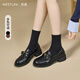 西遇（Westlink）西遇復古樂(lè )福鞋女新款秋季法式老錢(qián)風(fēng)粗跟單鞋子山茶花小皮鞋 黑色 37
