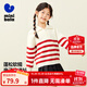 迷你巴拉【mini親子】女童毛衫軟糯條紋長(cháng)袖針織衫母女裝 白紅色調00416 110