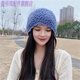 壹號鳳女士冬天帽子女款冬季2023包頭帽鉤花遮白發(fā)花朵優(yōu)雅毛線(xiàn)帽針織帽 寶藍色 均碼有彈性(54-59cm