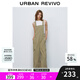 UR七夕2025春季新款女裝休閑工裝風口袋寬松背帶褲UYU650018 卡其 L