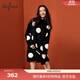 伊芙麗（eifini）蔣欣代言休閑設計感寬松波點(diǎn)針織連衣裙春裝新款新年戰袍裙子 黑色 M 160/85CM