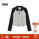 森馬（Semir）POLO衫女短款拼色插肩袖修身上衣小個子秋顯瘦套頭衫101524115003