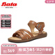 Bata時(shí)裝涼鞋女2025夏商場(chǎng)新款羊皮舒適軟底一字帶涼鞋AYJ07BL5七夕 棕色 37