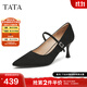 他她（TATA）法式尖頭高跟鞋女鞋復古單鞋瑪麗珍鞋2025春新款XCM05AQ5 黑色 36