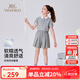 英氏（YEEHOO）女童套裝兒童衣服夏季裝時(shí)尚透氣短袖短褲兩件套運(yùn)動(dòng)童裝2025新款 氧氣學(xué)院  花灰 【涼感兩件套】 130 cm【順豐包郵&極速達(dá)】
