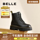 百麗（Belle）周雨彤推薦黑桃少女馬丁靴女休閑短靴B8K1DDD4預售 黑色 【周雨彤推薦】 37 (235mm)