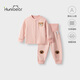 歡喜小熊 寶寶家居服套裝兒童無(wú)骨高腰護肚秋冬季衣服嬰兒冬天睡衣保暖衣 粉色 80