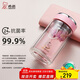 希諾抗菌玻璃杯雙層透明水杯女高顏值過(guò)濾泡茶杯子X(jué)N-1952粉色 220mL