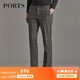 PORTS寶姿男裝明星同款秋冬商務(wù)直筒格子西褲MN9DP018JWW035 灰色格子 48 A