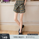 謎底格紋短褲女2025夏新款復(fù)古文藝百搭松緊腰寬松褲子256MK6271 深綠格 XL