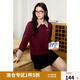 獨束大碼女裝撞色假兩件長袖衛(wèi)衣2025春季新品通勤復(fù)古上衣T恤 安可拉紅 XL (尺碼：3)