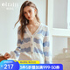 Olrain歐芮兒法式條紋毛衣女春裝新款小香風(fēng)鏤空慵懶風(fēng)開衫 條紋 L