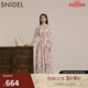 SNIDEL秋冬甜美碎花系帶收腰百褶雪紡連衣裙SWFO245033 粉米色 M （1）