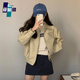 莜仙格短款夾克外套女春秋季2025年新款小個(gè)子春秋棒球服工裝美式覆古款 卡其色 L 55/60kg