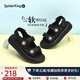 蜘蛛王涼鞋女2025夏季新款外穿厚底魔術(shù)貼小香風(fēng)沙灘鞋軟底時尚氣質(zhì)女鞋 黑色 37