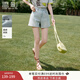 香影【小熊奇遇T】灰色短袖t恤女夏2025新款寬松落肩撞色刺繡上衣 牛仔藍Q85S772 短褲 L 165/88A/110-125斤