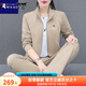 啄木鳥(niǎo)中老年運動(dòng)套裝女春秋2025新款媽媽拉鏈衛衣外套休閑三件套 卡其【啄木鳥(niǎo)印花】 外套+短袖+ XL(110-125斤)