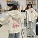 Hello Kitty2025春秋新款女童韓版衛衣連帽女大童卡通凱蒂貓印花開(kāi)衫拉鏈外套 春秋薄款杏色【前后印DKHT哈嘍貓 140 cm