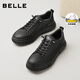 百麗男鞋時(shí)尚小黑白板鞋男士25新款冬商場(chǎng)款套腳休閑鞋D3MA6DM5 黑色 42 (260mm)