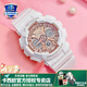 卡西歐（CASIO）女表GSHOCK獨角獸可愛粉色玫瑰金送女友時尚防水學生運動電子手表 GMA-S120MF-7A2白玫瑰金
