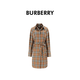 BURBERRYBurberry柏博利女士棕色格紋印花單排扣中長(cháng)款長(cháng)袖連衣裙80934771