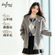 伊芙麗（eifini）蔣欣代言真絲羊絨連帽拉鏈夾克式羊毛毛呢外套25冬裝 淺灰 M