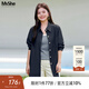 MsShe【天絲麻套裝】大碼女裝2025秋季胖mm寬松輕薄長(cháng)款襯衫背心 襯衫-藏青藍色現貨 偏大一個(gè)碼 3XL